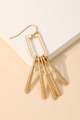 Metallic Bar Fringe Drop Earrings